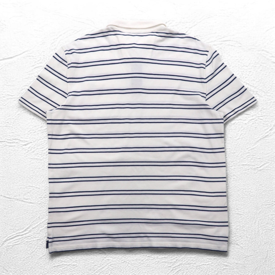 NAUTICA ボーダー ポロシャツ 3XL ホワイト ネイビー 鹿の子 ビッグサイズ ワンポイントロゴ刺繍