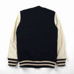 ink Remake Reconstructed Military Stadium Jacket, Size Small, Navy, US Navy, Leather Sleeves, Lamb Leather, Made in Japan