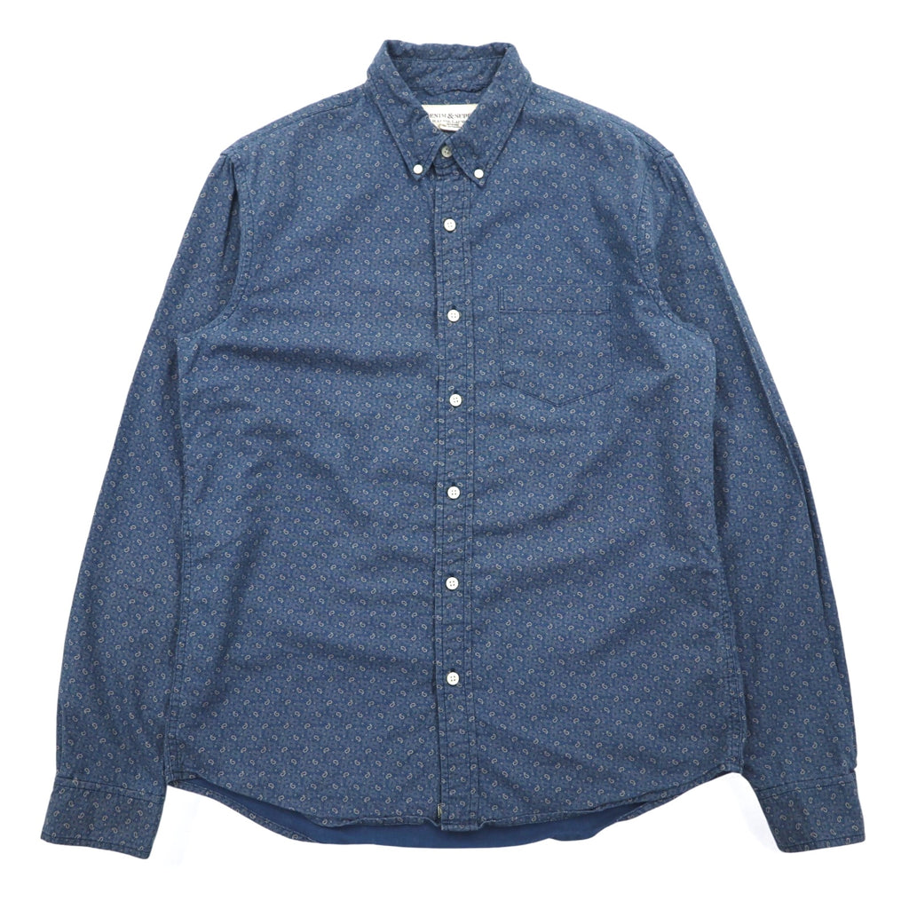 DENIM &amp; SUPPLY RALPH LAUREN Paisley Button-down Shirt, Medium, Navy, All-over Print, Cotton