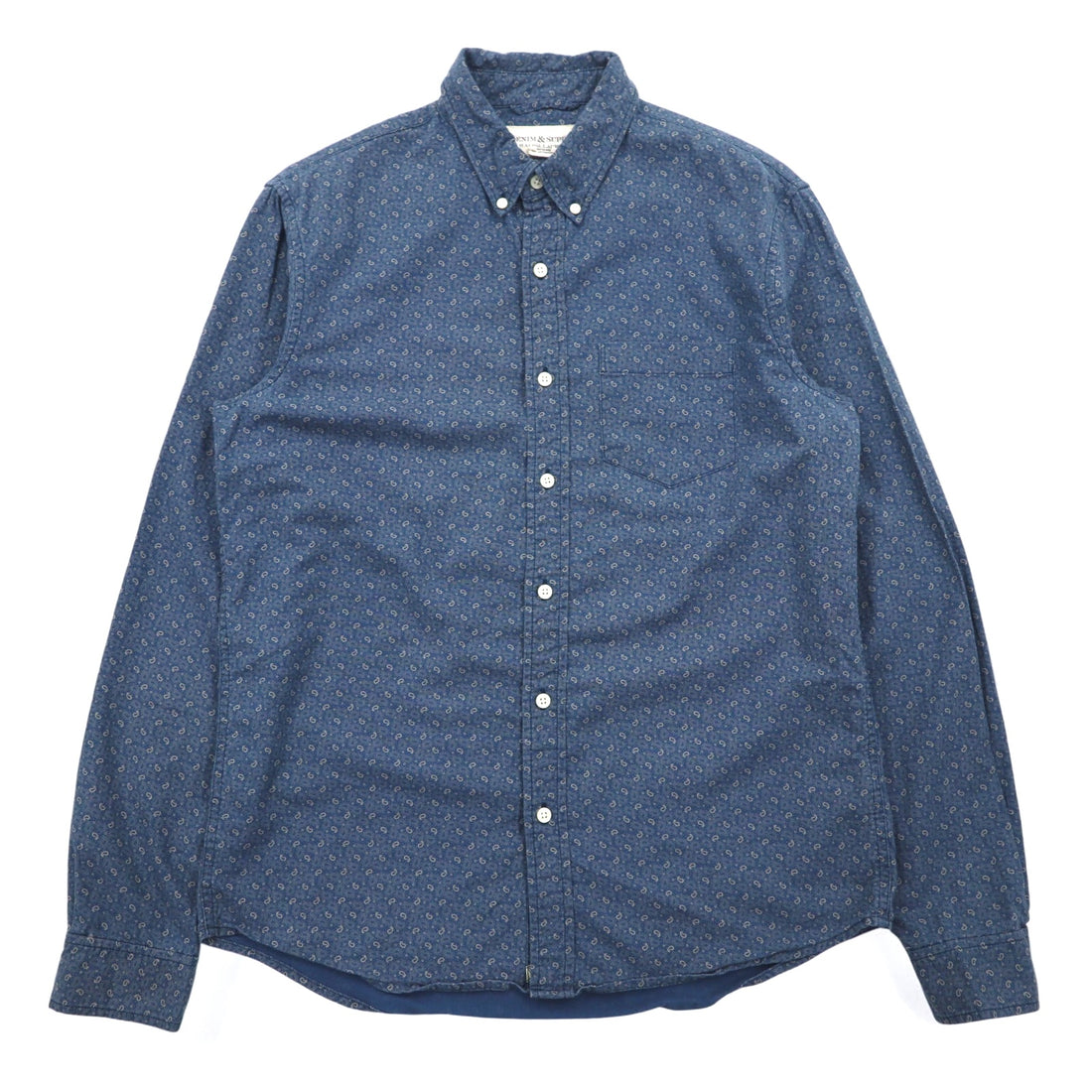 DENIM &amp; SUPPLY RALPH LAUREN Paisley Button-down Shirt, Medium, Navy, All-over Print, Cotton