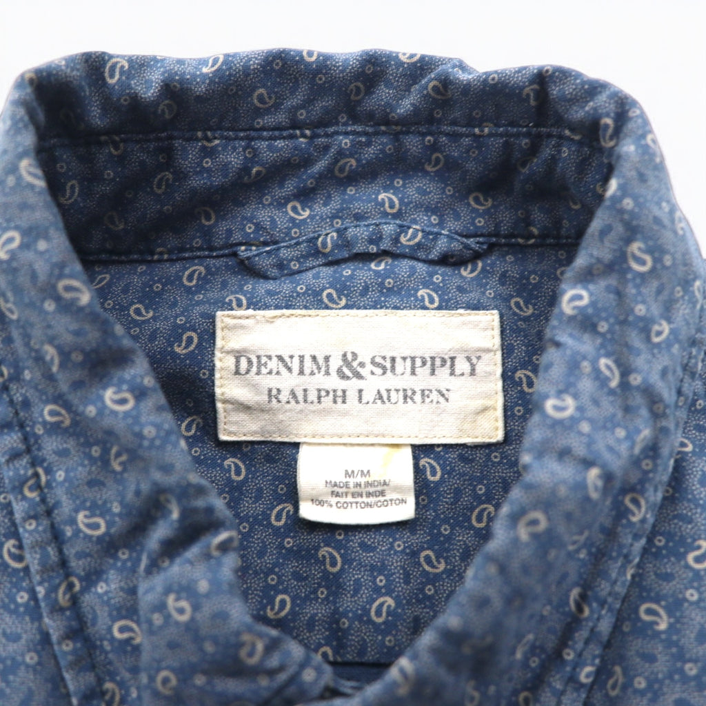 DENIM &amp; SUPPLY RALPH LAUREN Paisley Button-down Shirt, Medium, Navy, All-over Print, Cotton