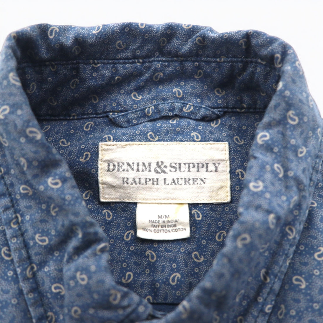 DENIM &amp; SUPPLY RALPH LAUREN Paisley Button-down Shirt, Medium, Navy, All-over Print, Cotton