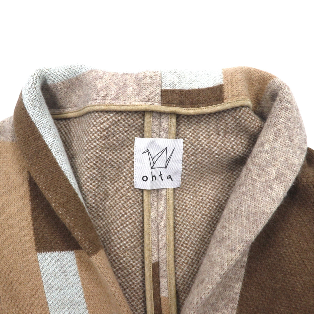 ohta Poncho Cardigan FREE Brown Beige Multicolor Angora 14aw-ha-pl Made in Japan