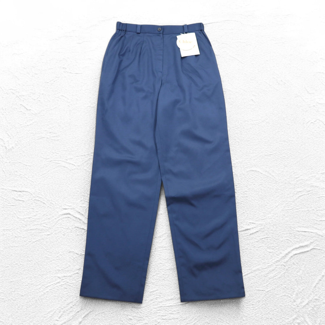 Chloe SPORTS 80s Tuck Wide Easy Slacks Pants 2XL Blue Cotton CHL8256 Made in Japan Unused