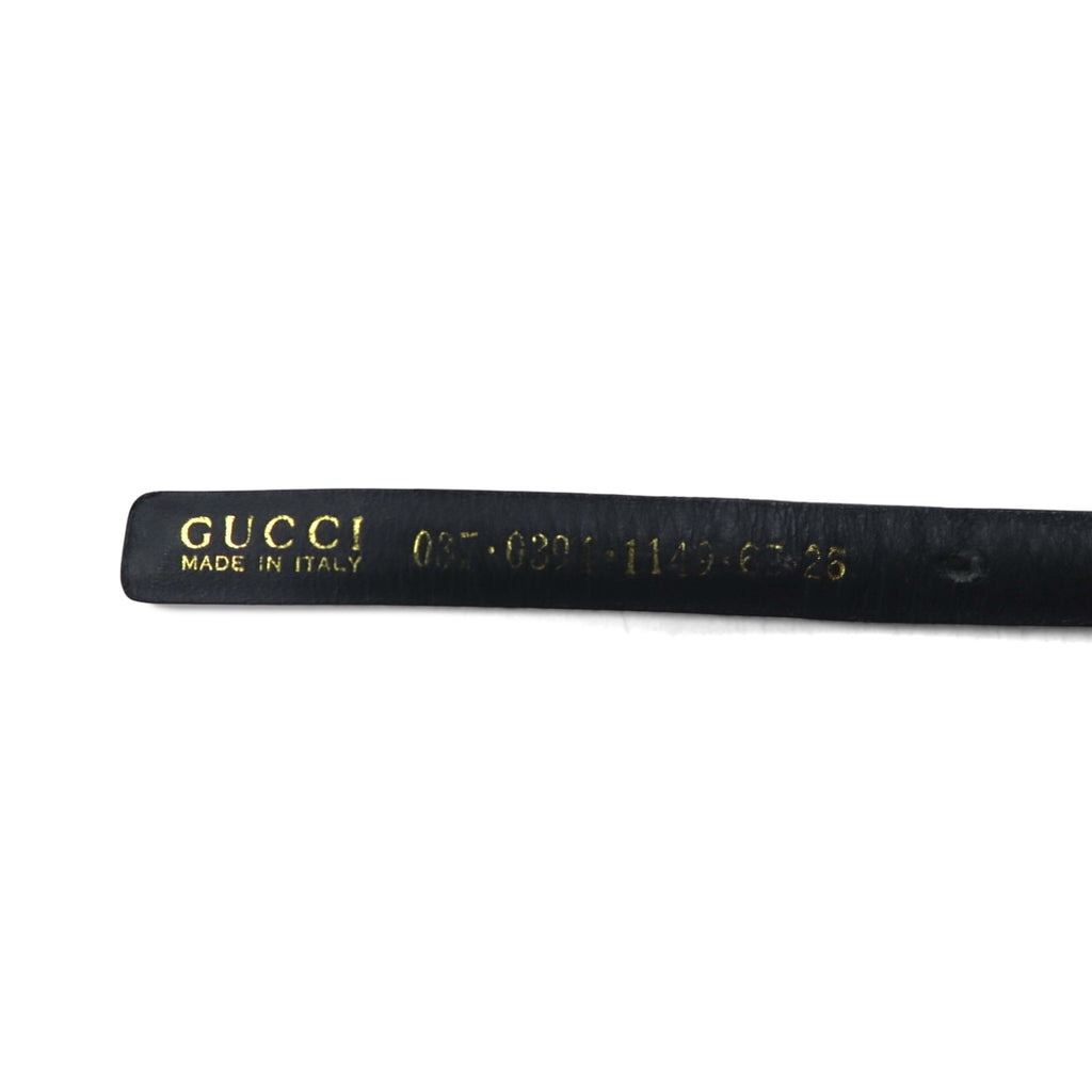 GUCCI スネークチェーン ナロー ベルト ゴールド ブラック メタル レザー 037 0391 114963 26 イタリア製