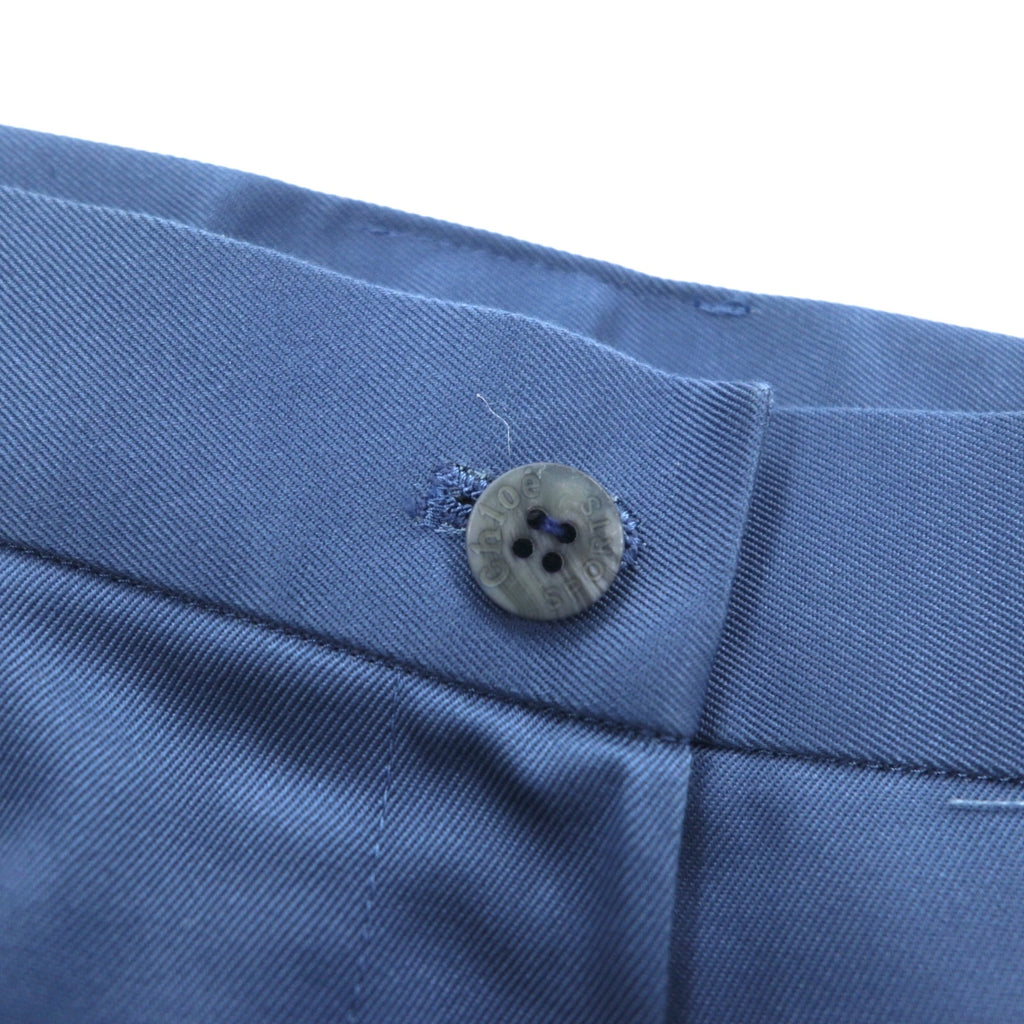 Chloe SPORTS 80s Tuck Wide Easy Slacks Pants 2XL Blue Cotton CHL8256 Made in Japan Unused