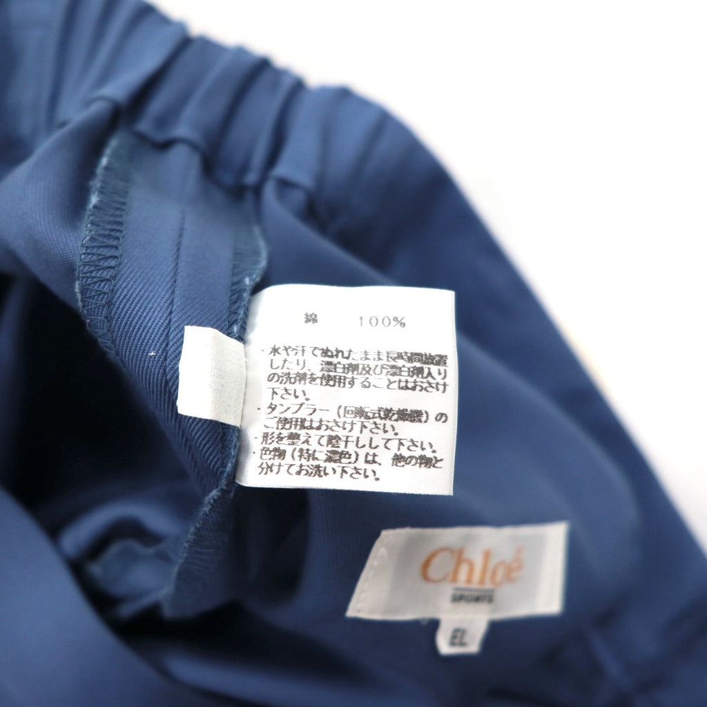 Chloe SPORTS 80s Tuck Wide Easy Slacks Pants 2XL Blue Cotton CHL8256 Made in Japan Unused