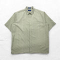 TOWN CRAFT 90s Short Sleeve Shirt 2XL Beige Striped Polyester Chest Pocket