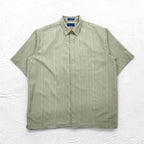 TOWN CRAFT 90s Short Sleeve Shirt 2XL Beige Striped Polyester Chest Pocket
