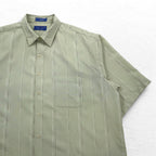 TOWN CRAFT 90s Short Sleeve Shirt 2XL Beige Striped Polyester Chest Pocket