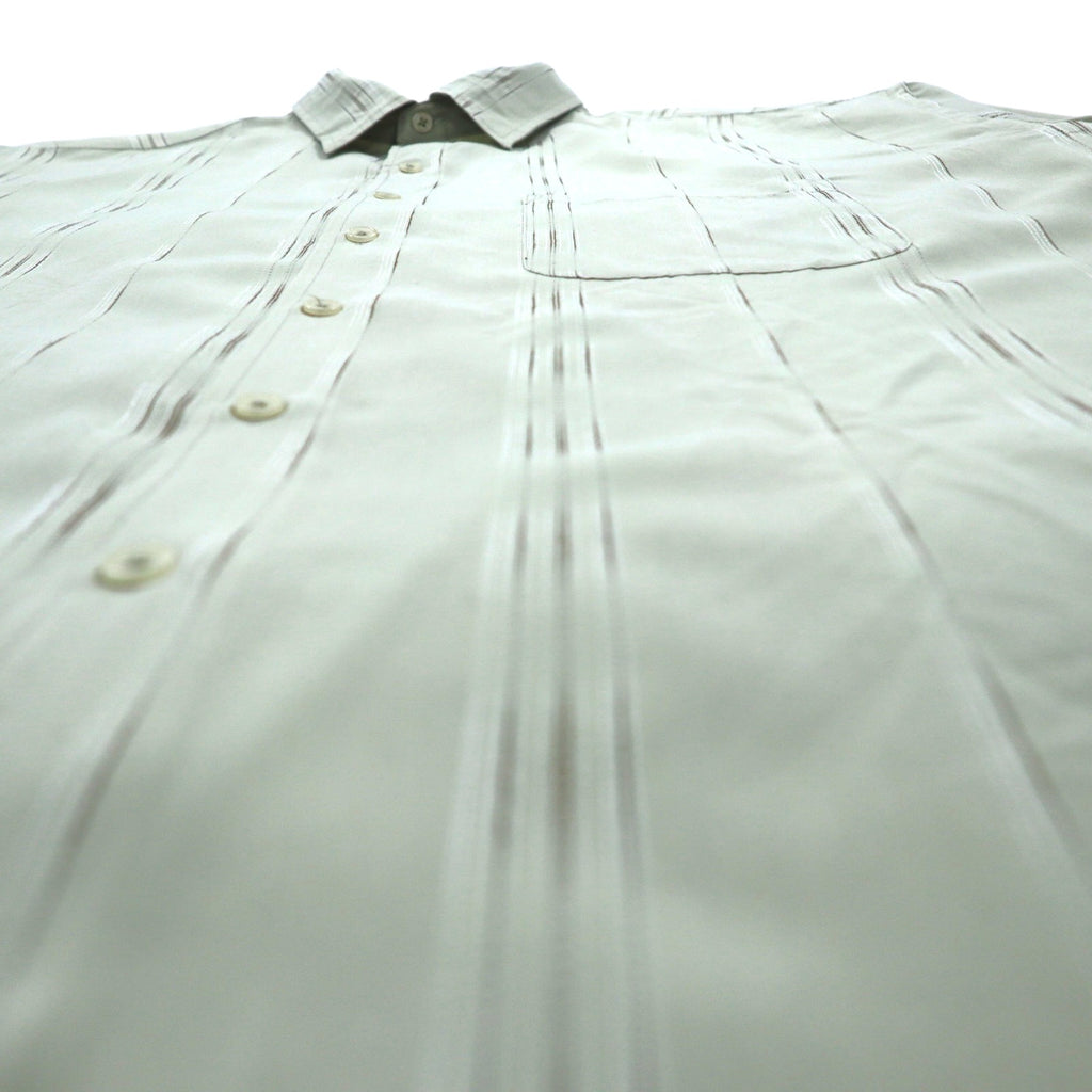 TOWN CRAFT 90s Short Sleeve Shirt 2XL Beige Striped Polyester Chest Pocket