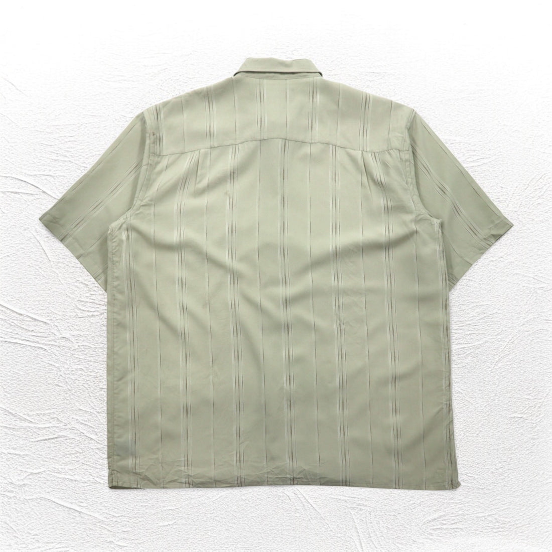 TOWN CRAFT 90s Short Sleeve Shirt 2XL Beige Striped Polyester Chest Pocket