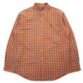 Polo by Ralph Lauren 90s ELLINGTON Big Size Button Down Shirt L Orange Small Pony Embroidery