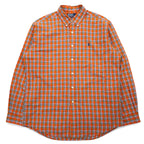 Polo by Ralph Lauren 90s ELLINGTON Big Size Button Down Shirt L Orange Small Pony Embroidery