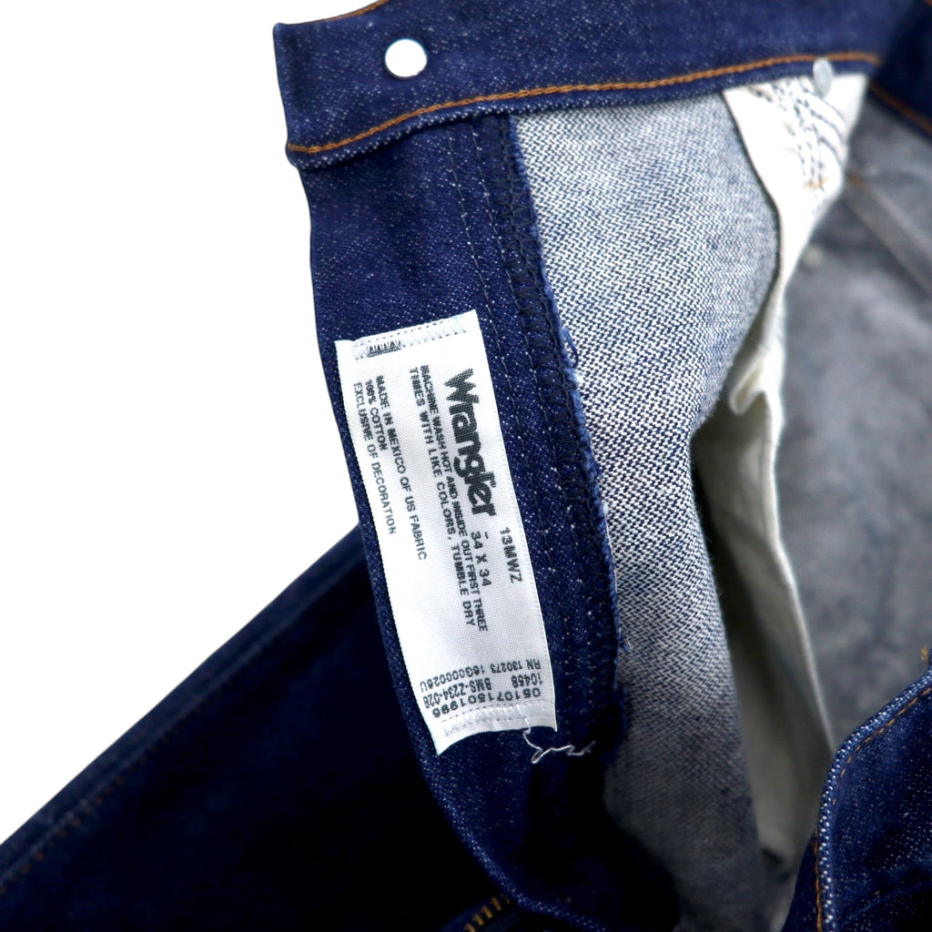 Wrangler Cowboy Cut Jeans Rigid Denim Pants 34 Blue Logo Stitching 13MWZ Made in Mexico