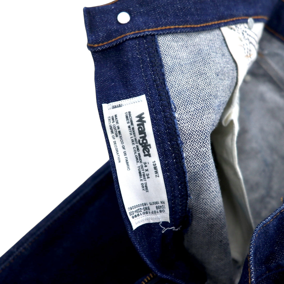 Wrangler Cowboy Cut Jeans Rigid Denim Pants 34 Blue Logo Stitching 13MWZ Made in Mexico