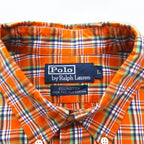 Polo by Ralph Lauren 90s ELLINGTON Big Size Button Down Shirt L Orange Small Pony Embroidery