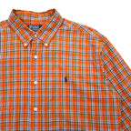 Polo by Ralph Lauren 90s ELLINGTON Big Size Button Down Shirt L Orange Small Pony Embroidery