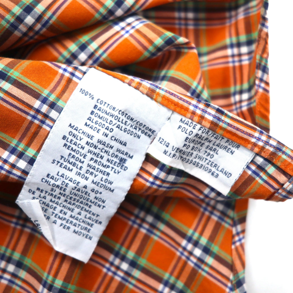 Polo by Ralph Lauren 90s ELLINGTON Big Size Button Down Shirt L Orange Small Pony Embroidery