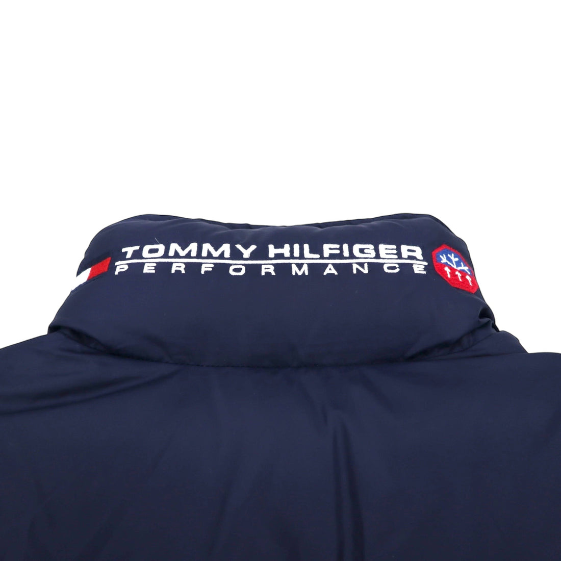 TOMMY HILFIGER 90s Reversible Down Jacket M Navy Yellow Nylon Logo Embroidery COLD STOP