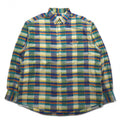 Missoni Sport 90s Button-down Shirt, Large, Green, Yellow, Check, Cotton, Big Size