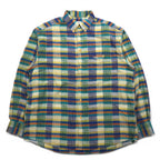 Missoni Sport 90s Button-down Shirt, Large, Green, Yellow, Check, Cotton, Big Size