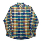 Missoni Sport 90s Button-down Shirt, Large, Green, Yellow, Check, Cotton, Big Size