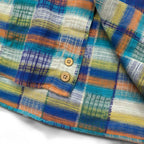 Missoni Sport 90s Button-down Shirt, Large, Green, Yellow, Check, Cotton, Big Size