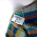Missoni Sport 90s Button-down Shirt, Large, Green, Yellow, Check, Cotton, Big Size