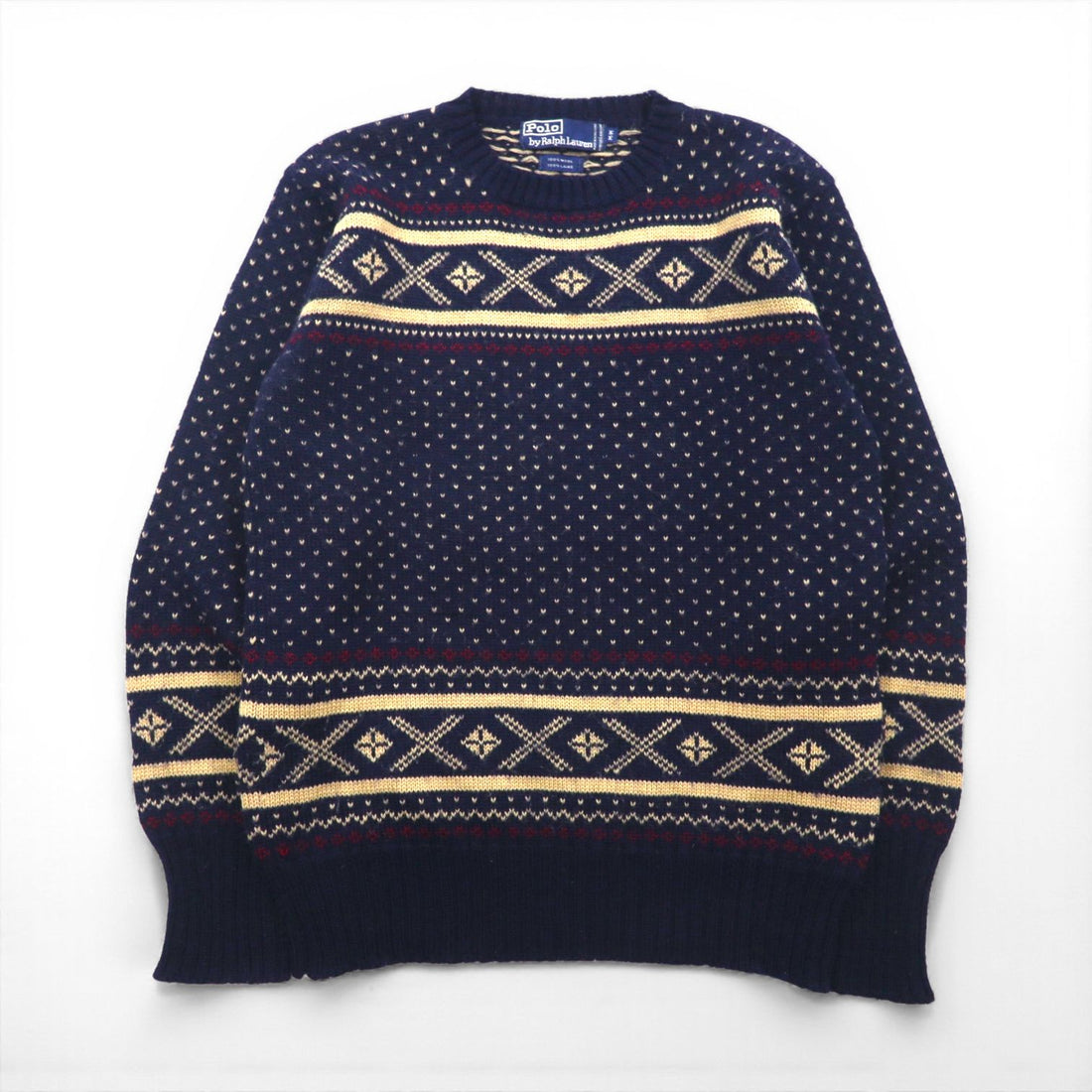 Polo Ralph Lauren 90s Nordic Knit Sweater, Size M, Navy, Wool, Fair Isle