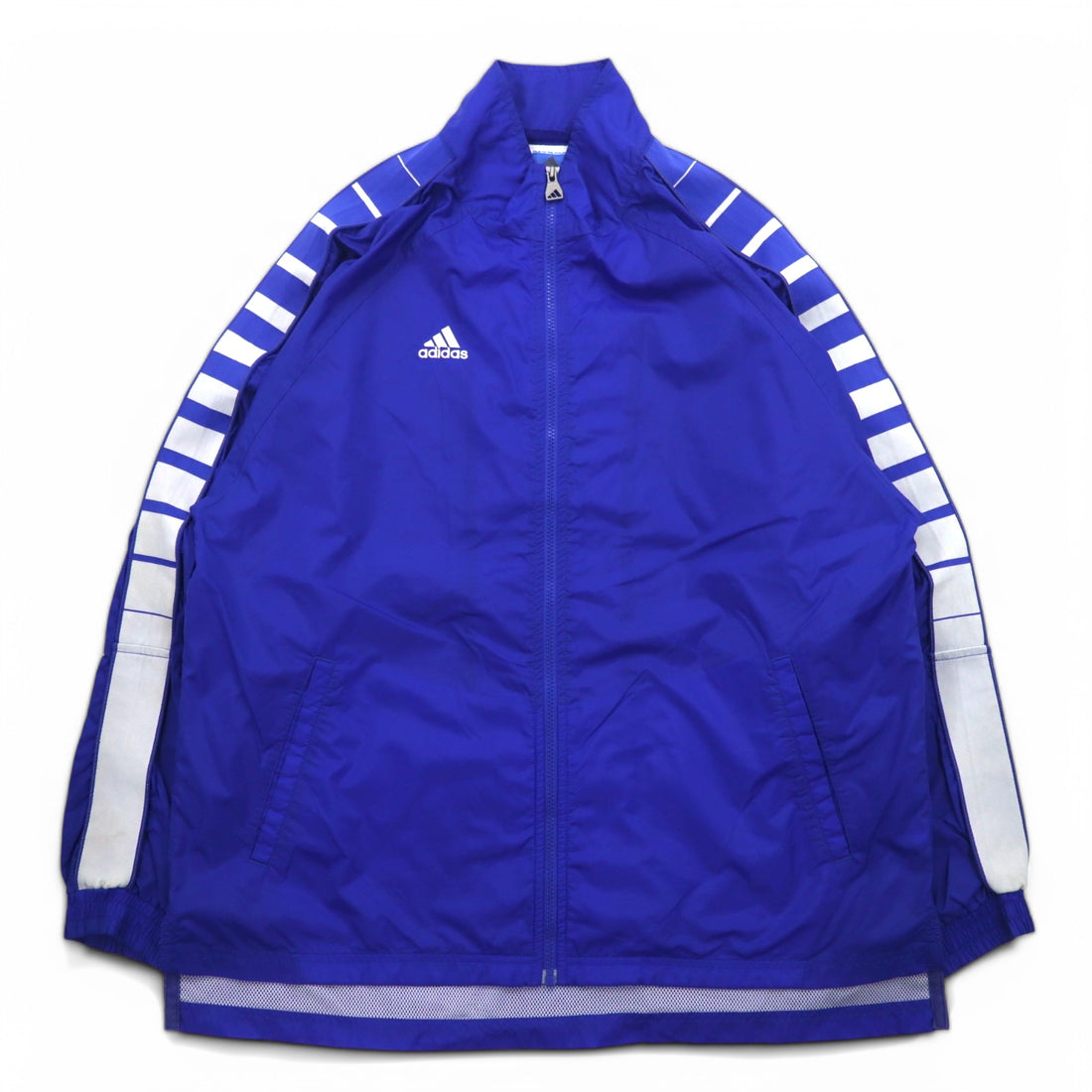 adidas TEAM 00s Nylon Jacket Track Jacket M Blue Logo Embroidery Side Line
