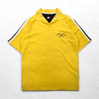 TOMMY JEANS 90s Open Collar Polo Shirt L Yellow One Point Logo Embroidery Made in Pakistan