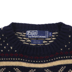 Polo Ralph Lauren 90s Nordic Knit Sweater, Size M, Navy, Wool, Fair Isle