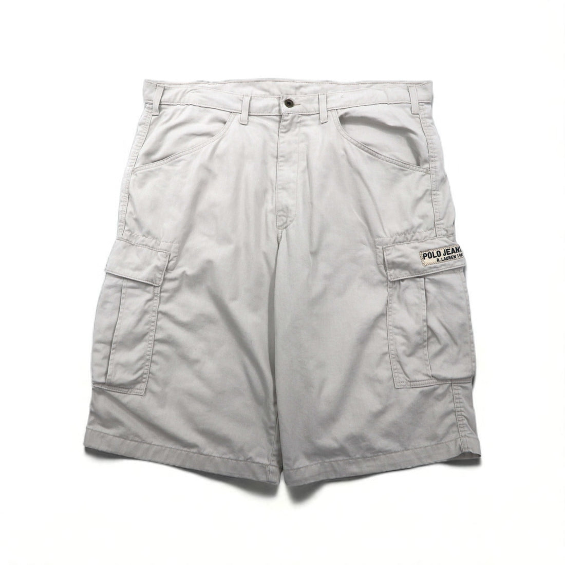 POLO JEANS CO. RALPH LAUREN 90s Baggy Short Cargo Pants, Freighter Short, Size XL, Beige, Cotton