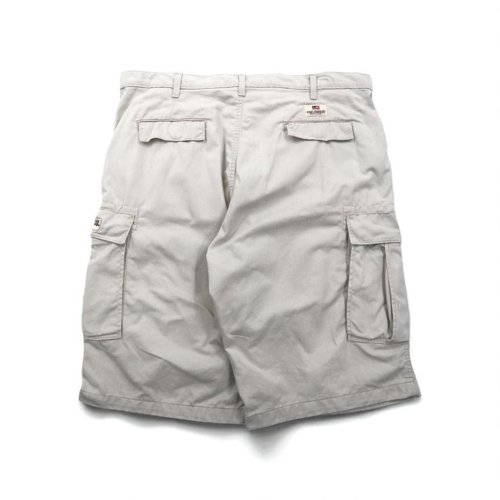 POLO JEANS CO. RALPH LAUREN 90s Baggy Short Cargo Pants, Freighter Short, Size XL, Beige, Cotton
