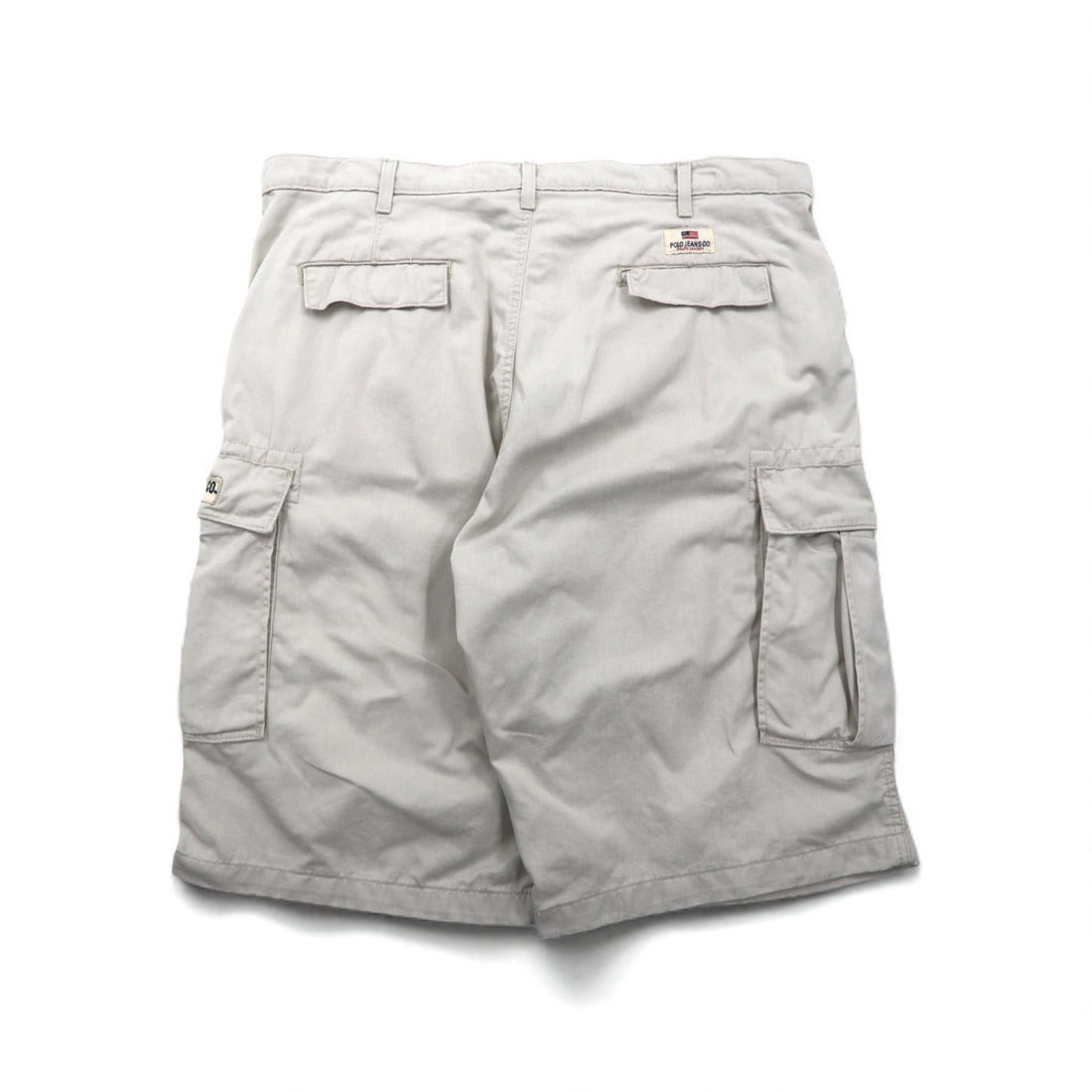 POLO JEANS CO. RALPH LAUREN 90s Baggy Short Cargo Pants, Freighter Short, Size XL, Beige, Cotton