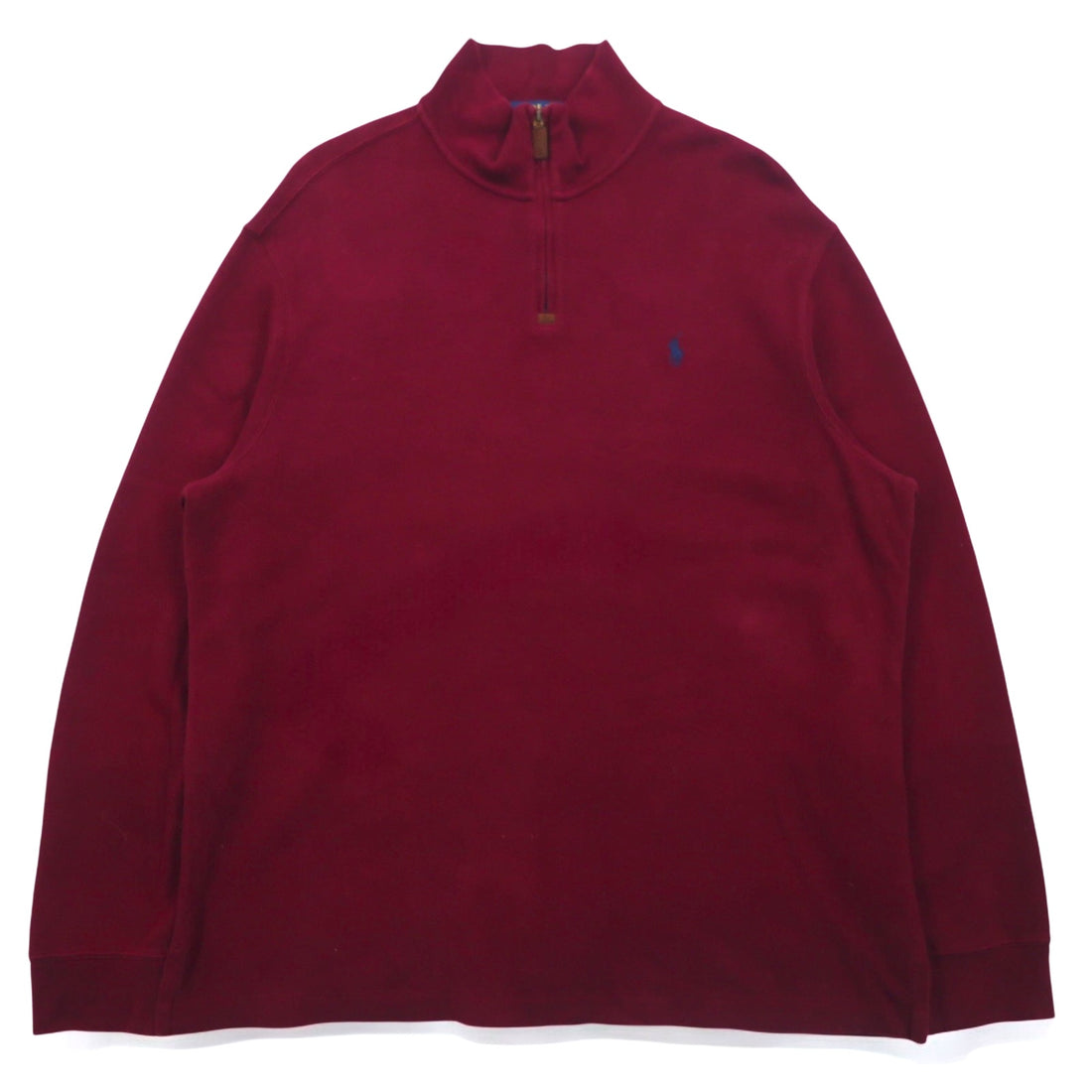 POLO RALPH LAUREN Half-Zip Sweatshirt, XL, Bordeaux, Cotton, Small Pony Embroidery