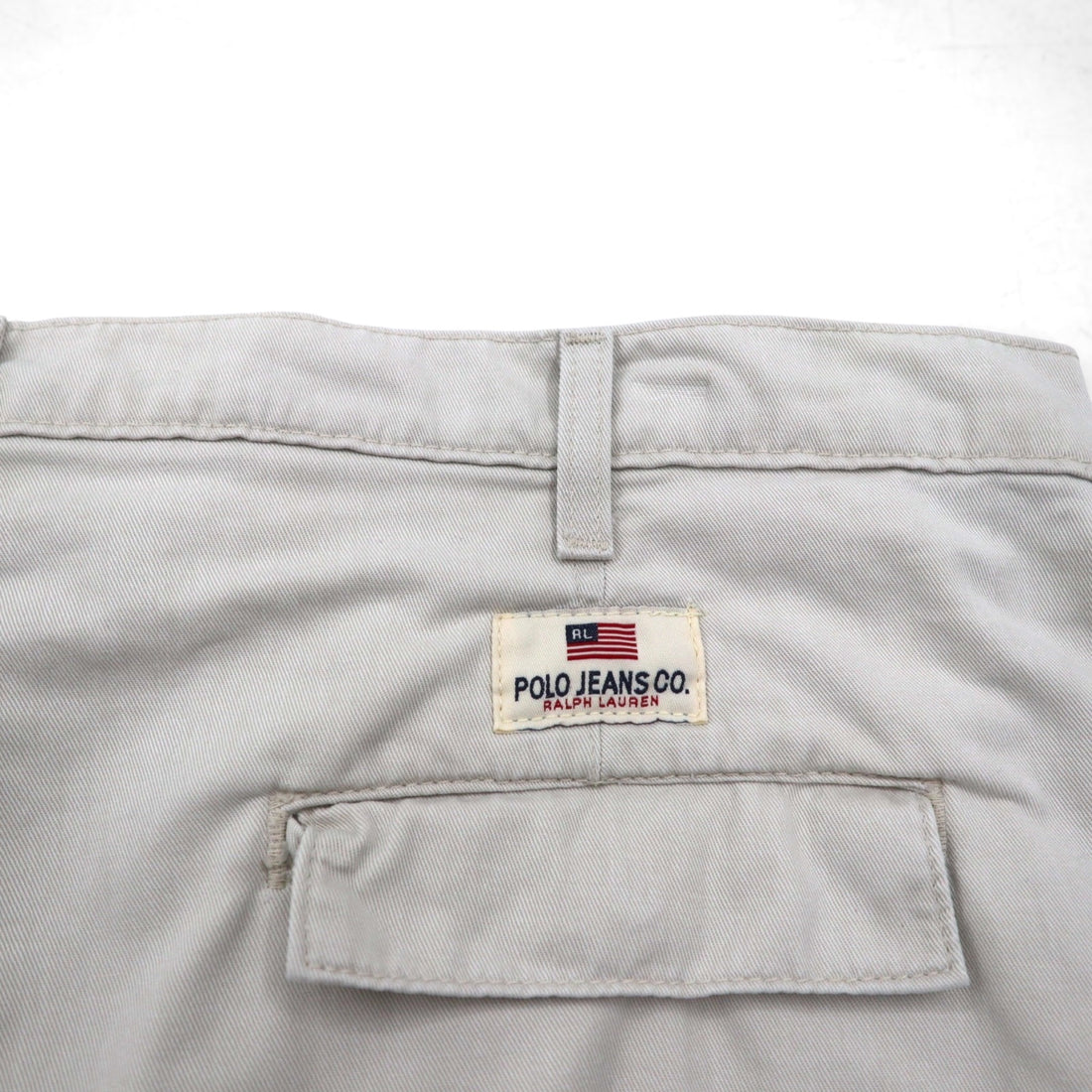POLO JEANS CO. RALPH LAUREN 90s Baggy Short Cargo Pants, Freighter Short, Size XL, Beige, Cotton