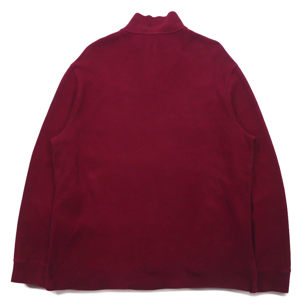 POLO RALPH LAUREN Half-Zip Sweatshirt, XL, Bordeaux, Cotton, Small Pony Embroidery
