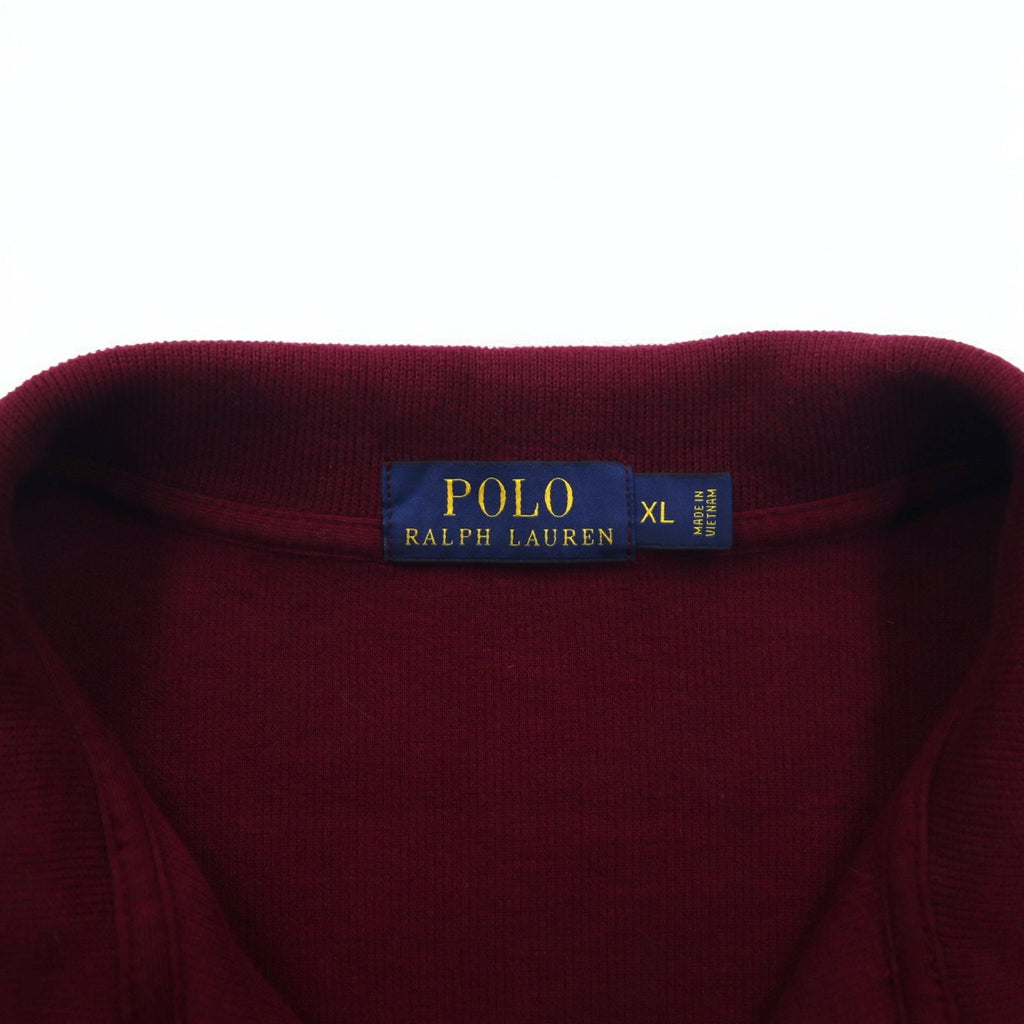 POLO RALPH LAUREN Half-Zip Sweatshirt, XL, Bordeaux, Cotton, Small Pony Embroidery