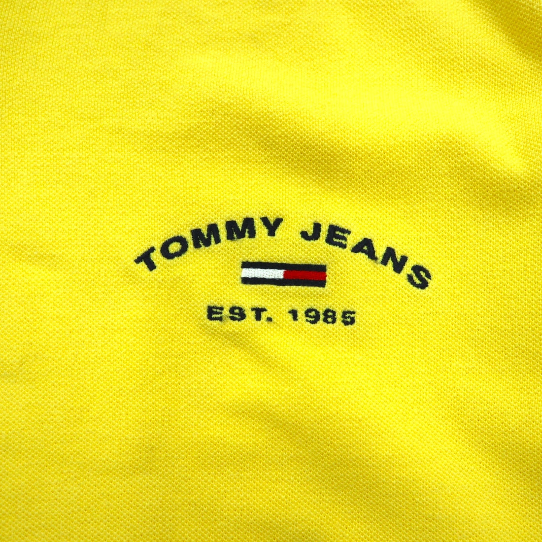 TOMMY JEANS 90s Open Collar Polo Shirt L Yellow One Point Logo Embroidery Made in Pakistan