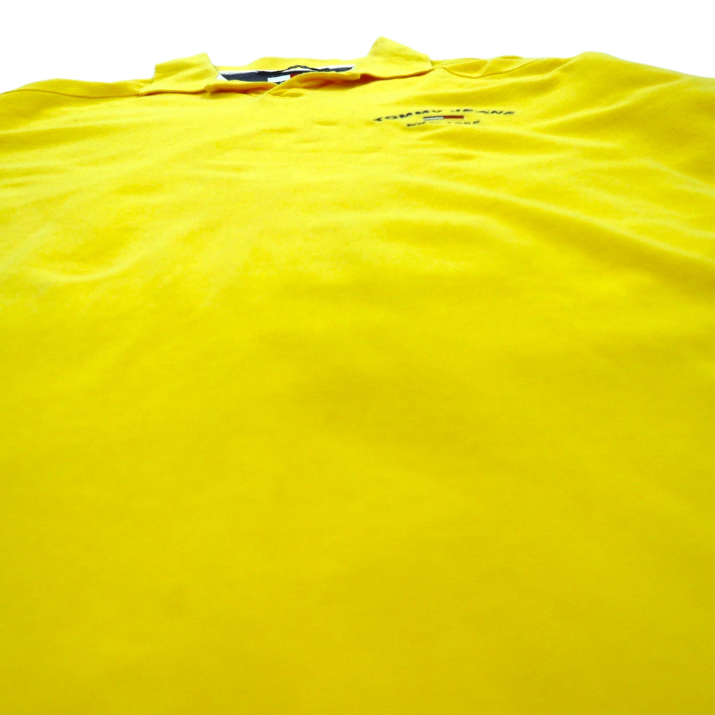 TOMMY JEANS 90s Open Collar Polo Shirt L Yellow One Point Logo Embroidery Made in Pakistan