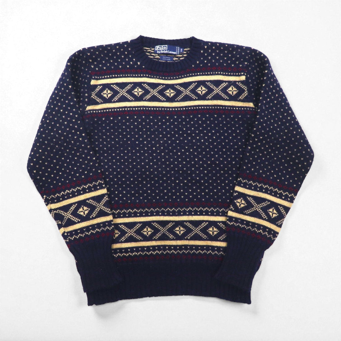 Polo Ralph Lauren 90s Nordic Knit Sweater, Size M, Navy, Wool, Fair Isle