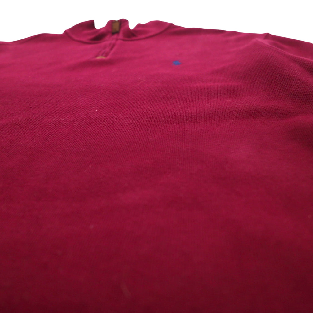 POLO RALPH LAUREN Half-Zip Sweatshirt, XL, Bordeaux, Cotton, Small Pony Embroidery