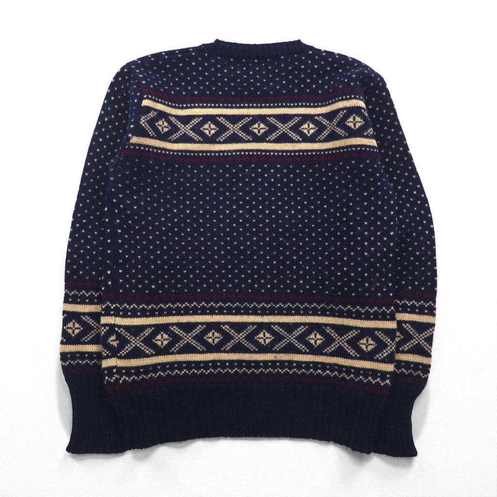 Polo Ralph Lauren 90s Nordic Knit Sweater, Size M, Navy, Wool, Fair Isle