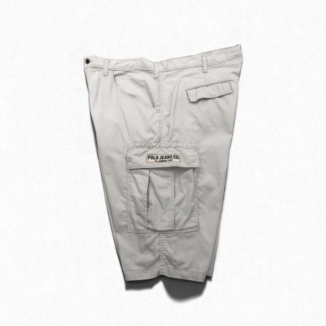 POLO JEANS CO. RALPH LAUREN 90s Baggy Short Cargo Pants, Freighter Short, Size XL, Beige, Cotton