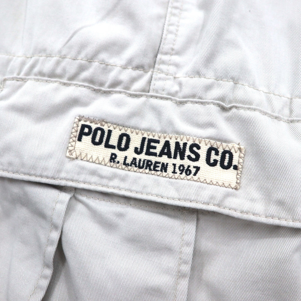 POLO JEANS CO. RALPH LAUREN 90s Baggy Short Cargo Pants, Freighter Short, Size XL, Beige, Cotton