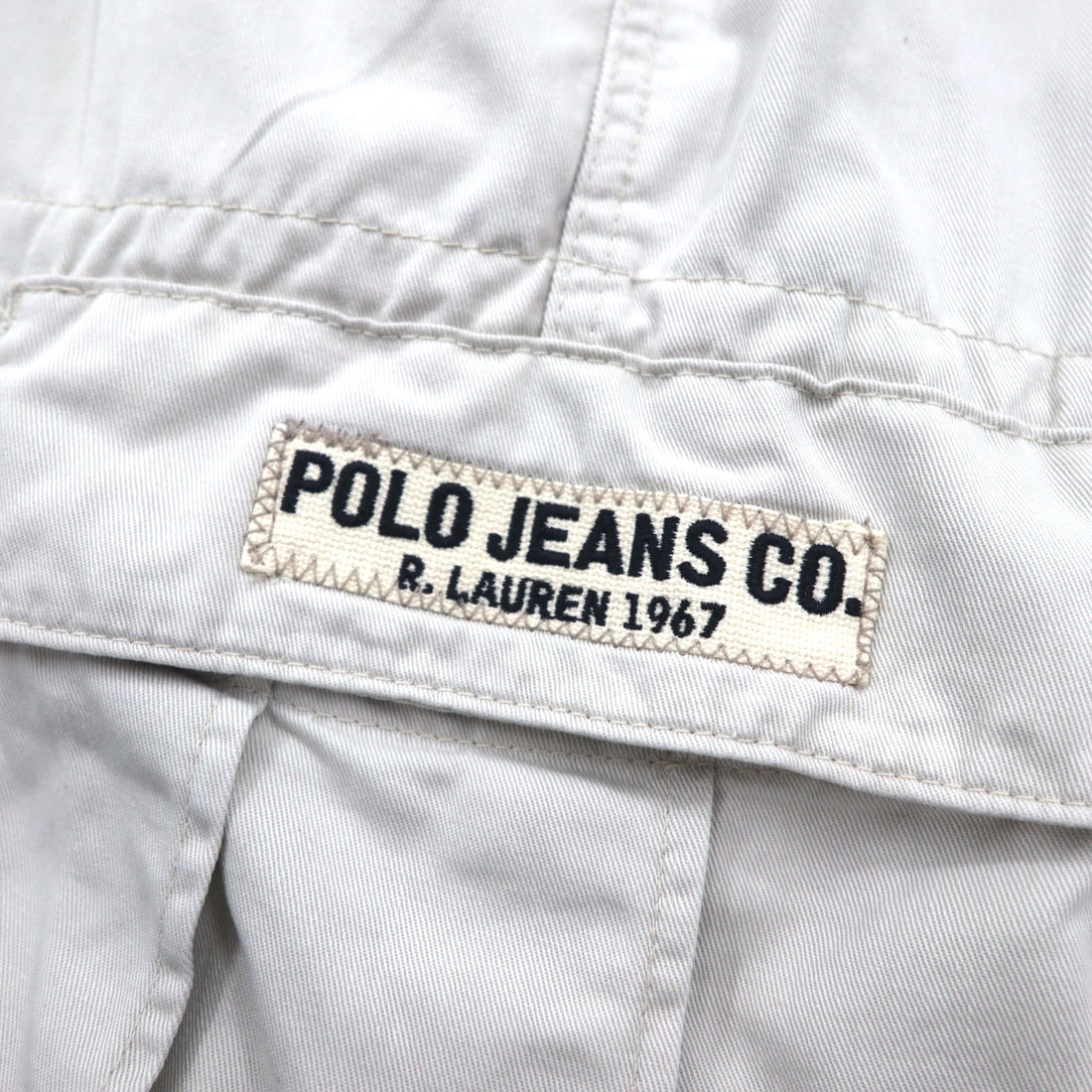 POLO JEANS CO. RALPH LAUREN 90s Baggy Short Cargo Pants, Freighter Short, Size XL, Beige, Cotton
