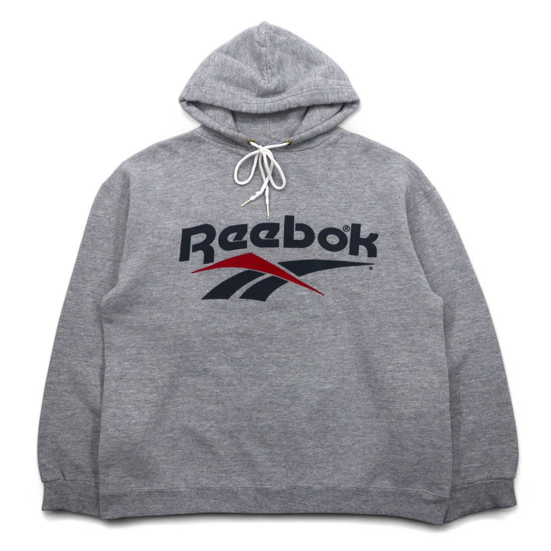 Reebok 90s USA Made Vector Logo Pullover Hoodie M Grey Cotton