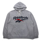 Reebok 90s USA Made Vector Logo Pullover Hoodie M Grey Cotton